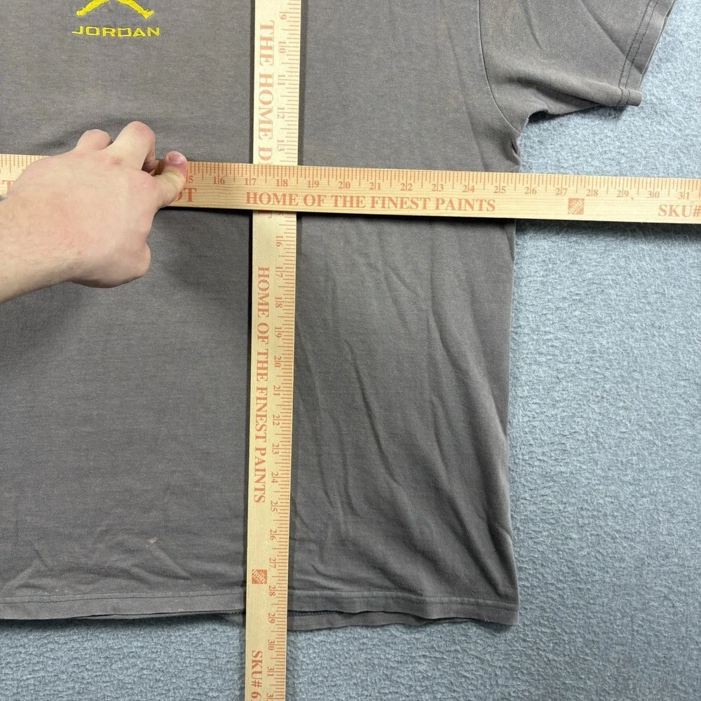 Vintage 90s Y2K Jordan Center Logo Tee XL Gray Yellow Jumpman Embroidered Faded